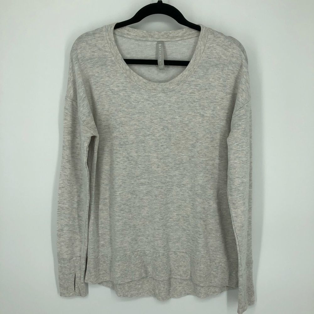 Athleta Coaster Luxe Sweatshirt Womens Small Heather Gray Soft Comfy Thumbholes